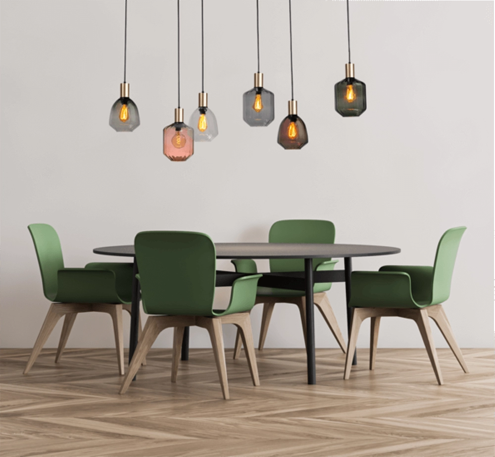 6-lichts hanglamp - goud - Porto met verschillende glazen Masterlight 8718121270661