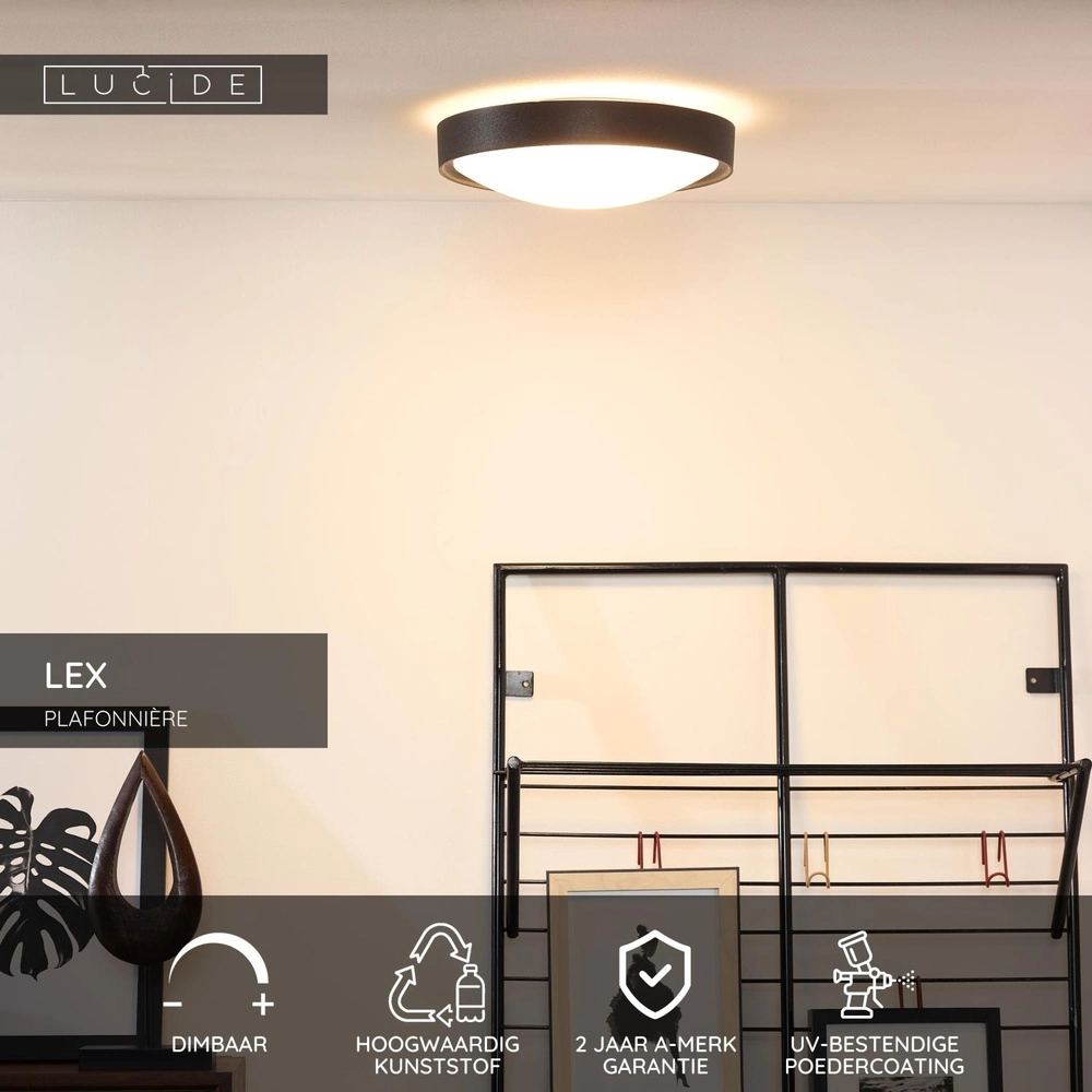 Plafonniere Lex Ø 33cm zwart Lucide 5411212082312