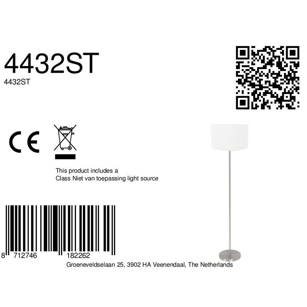 Vloerlamp Noor met kap wit Steinhauer 8712746182262