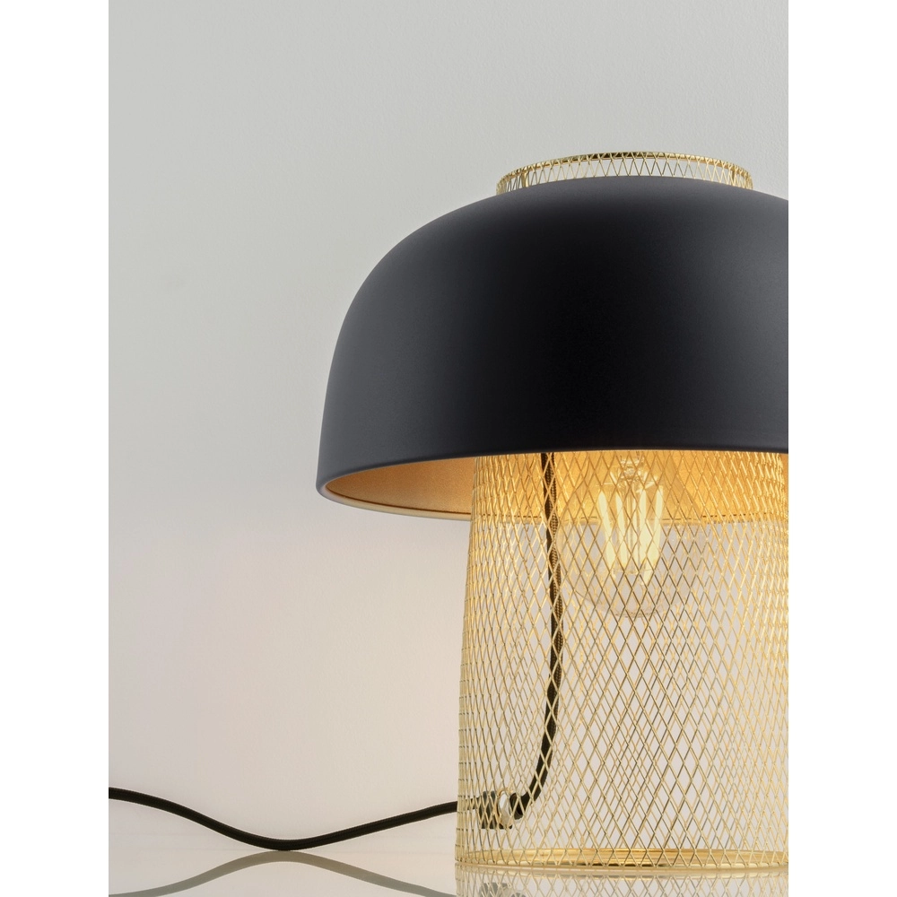 Tafellampje Sqube zwart met goud Lyora 5212017454782