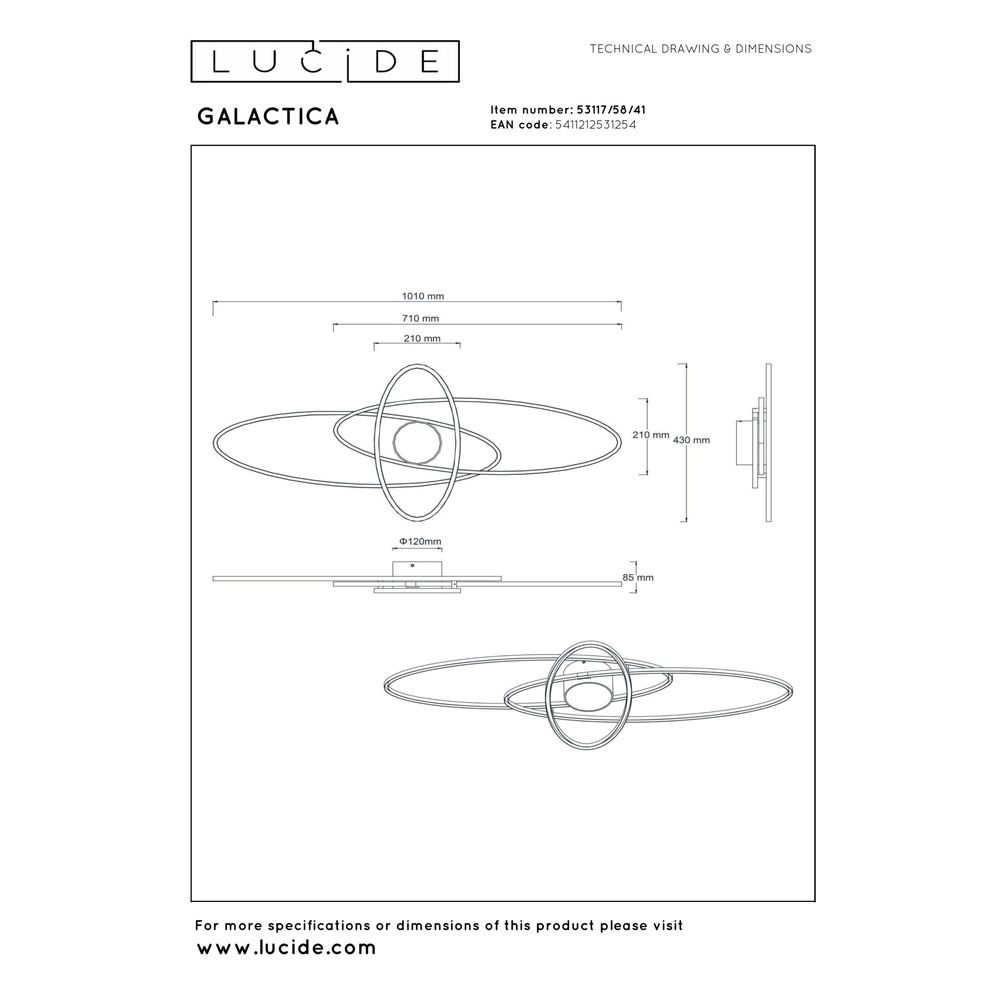 Moderne plafonniere Galactica zand bruin Lucide 5411212531254