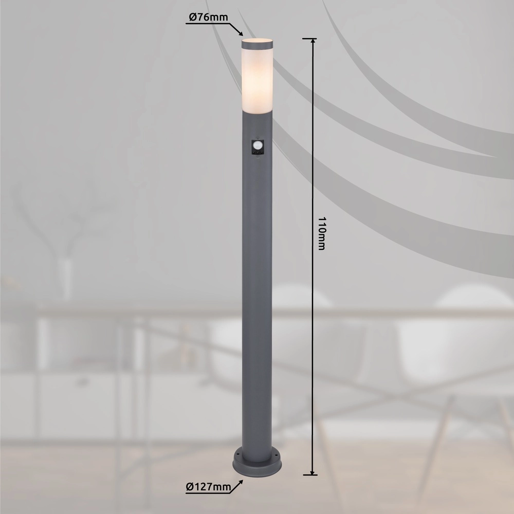 Tuinlamp 110cm Boston antraciet met wit en sensor Globo 9007371414666