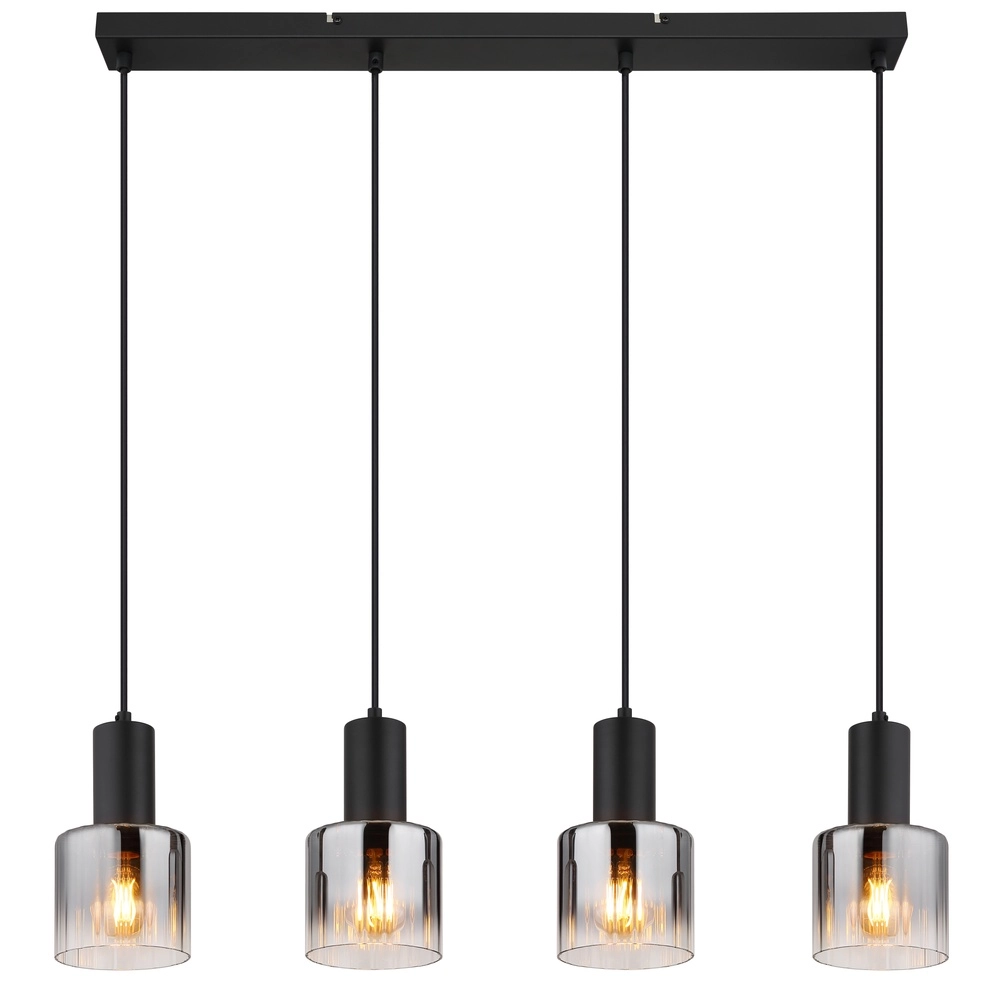 Design hanglamp Jack 4-lichts zwart Globo 9007371507832