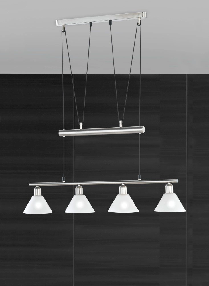 Moderne Hanglamp Series 3751 4-lichts nikkel mat Trio 4017807137736