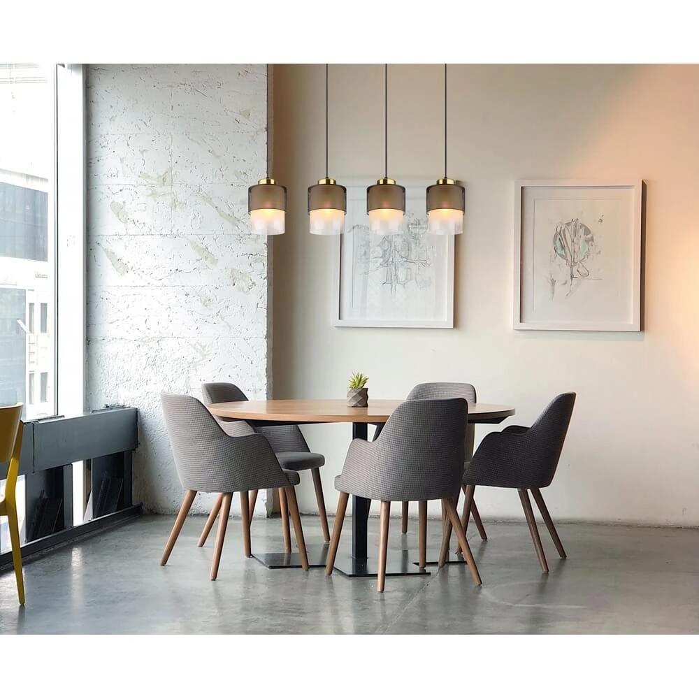 Hanglamp Olga 4-lichts zwart met gaas Globo 9007371455485