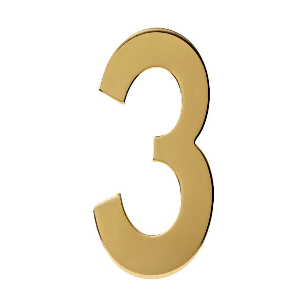 Huisnummer 3 Numbra 15cm messing