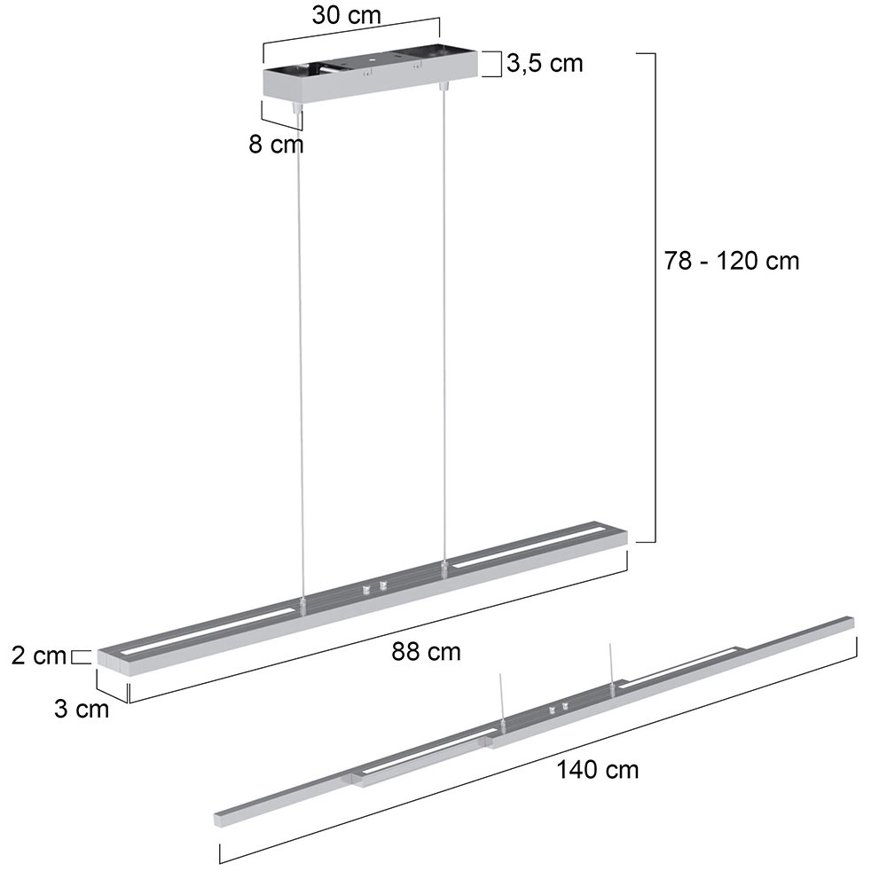 Hanglamp Zelena Motion verstelbaar 80cm metaalgrijs Steinhauer 8712746122763