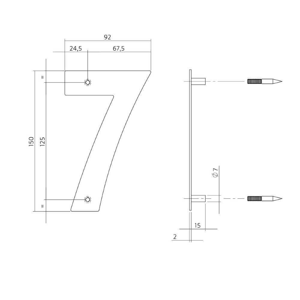 Huisnummer 7 Numbra 150x2mm RVS Intersteel 8714186126769