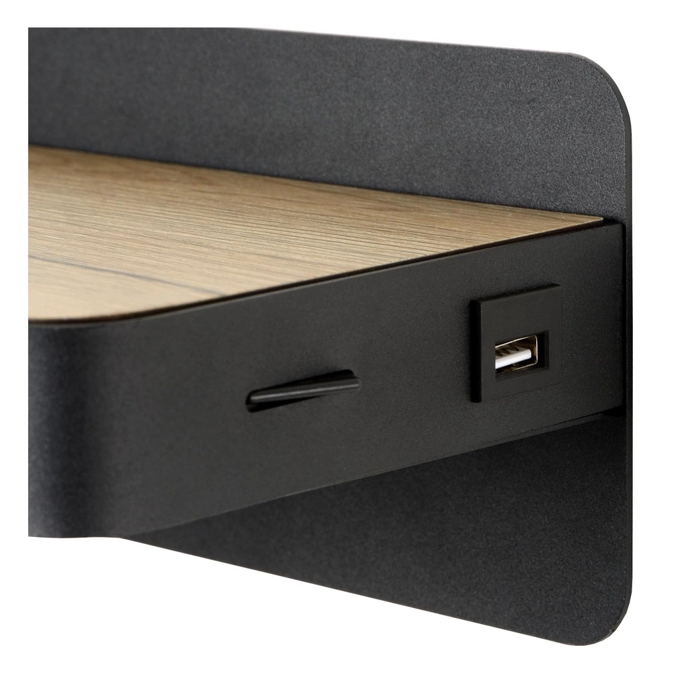 Bedlampje Atkin met USB oplaadpunt zwart Lucide 5411212770820