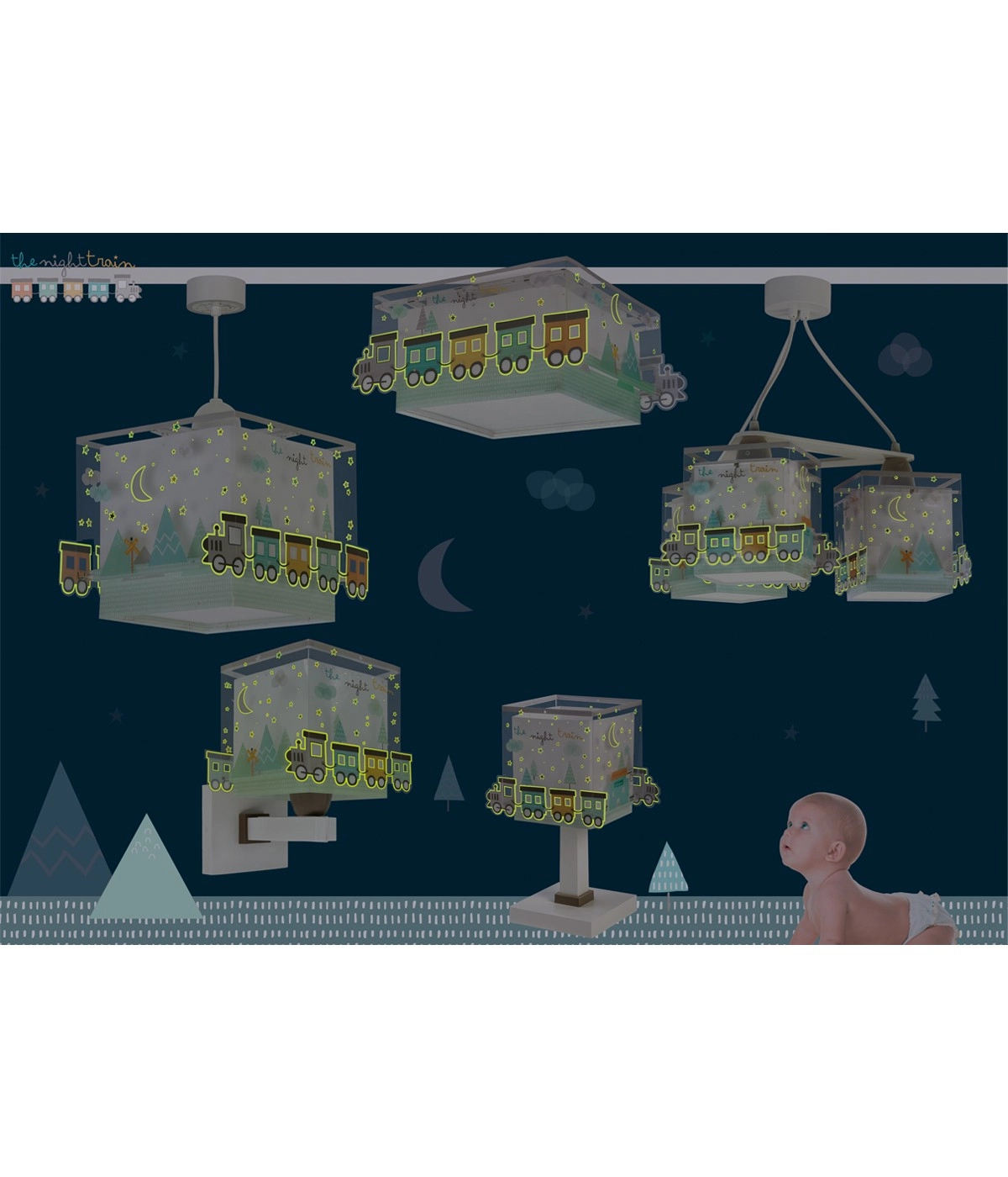 Wandlamp Night Train grijs glow in the dark Dalber 8420406635392