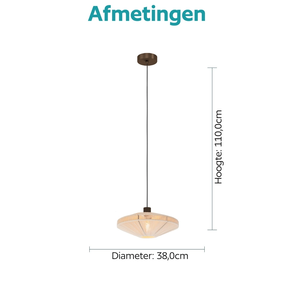 Japandi hanglamp Orimini Ø 38cm - brons met crème Eglo 9008606347827