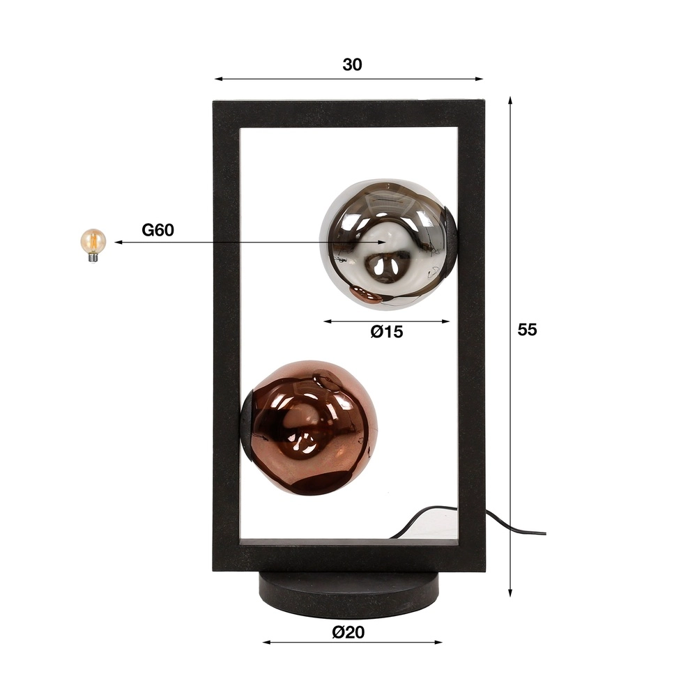 Glazen tafellamp Stellar 2-lichts Lyora 8716803511644