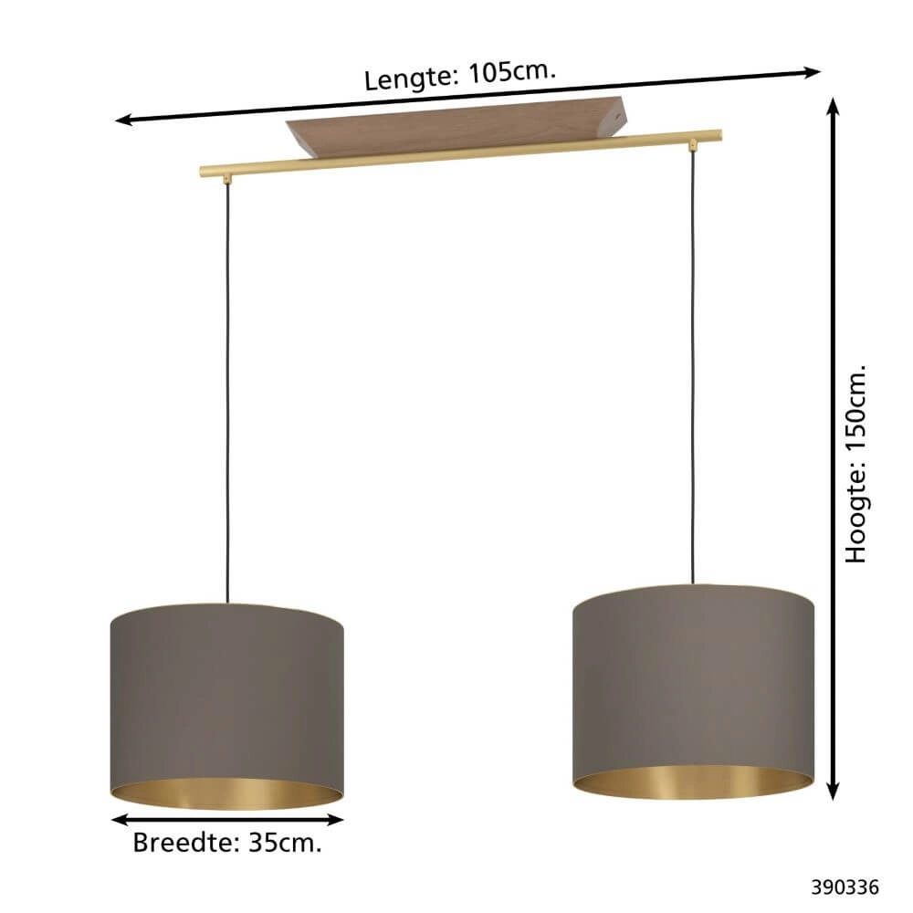 2-lichts hanglamp Santandria goud met bruine kap Stars of Light 9008606274789