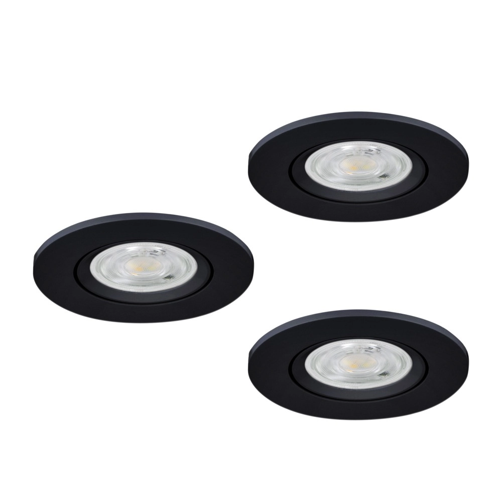 Set van 3 inbouwspots Barranco zwart Ø 8,4cm IP44 - 3000K Eglo 9008606359196