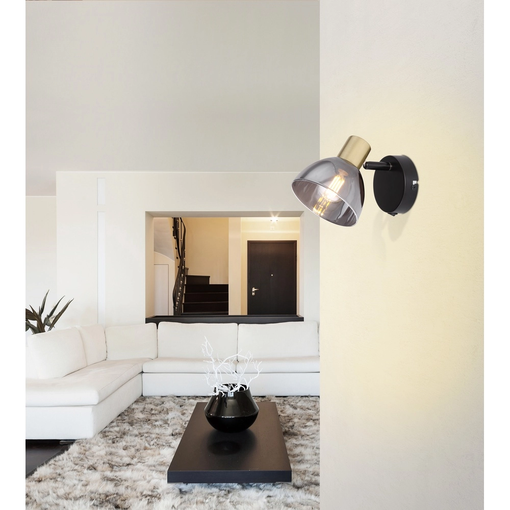 Design wandlamp Jay zwart met smoke Globo 9007371393398