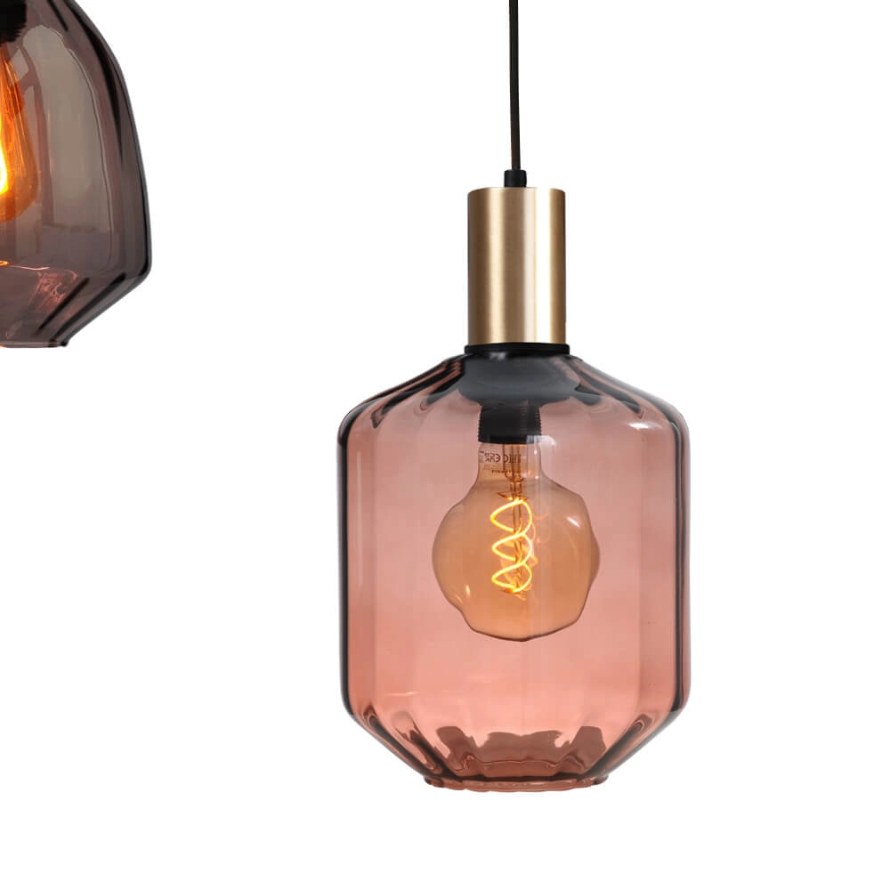 5-lichts hanglamp - goud - Porto met verschillende glazen Masterlight 8718121270371