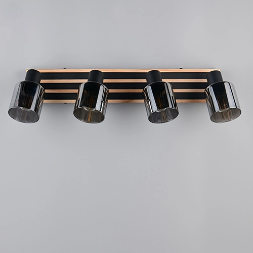 Plafondlamp 4-lichts Travia zwart met hout Trio 4017807682618