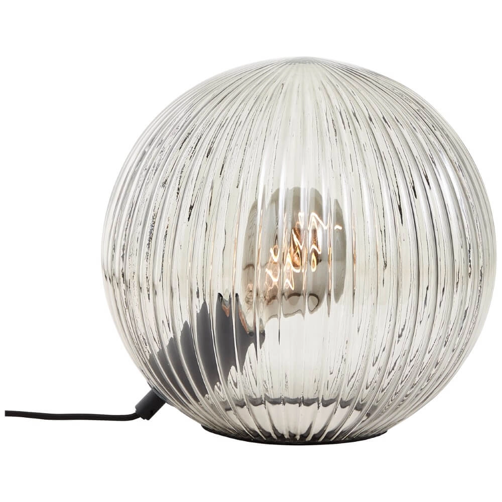 Bol tafellamp Belado geribbeld met smoke glas