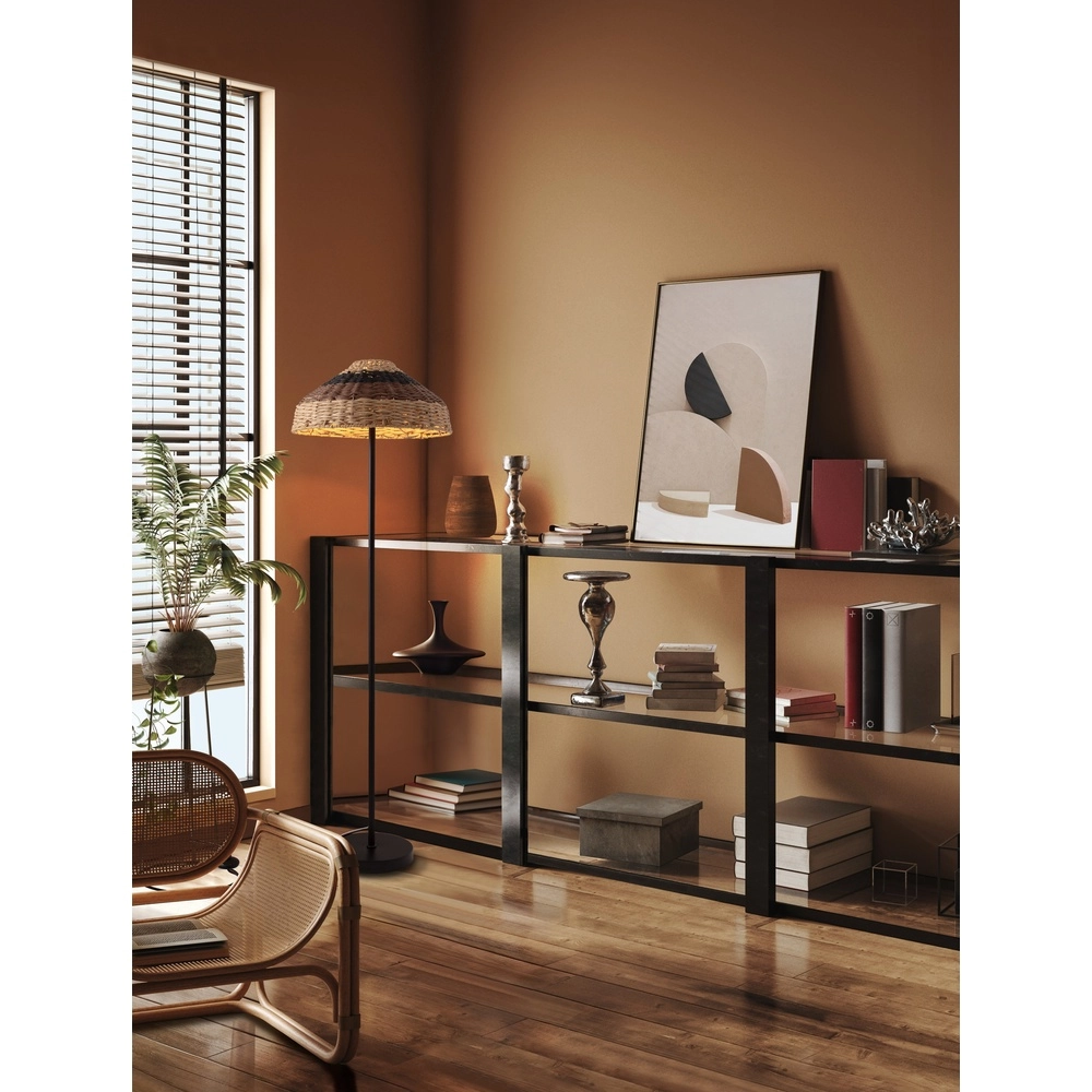 Vloerlamp Caro zwart en rotan Lyora 5212017453013