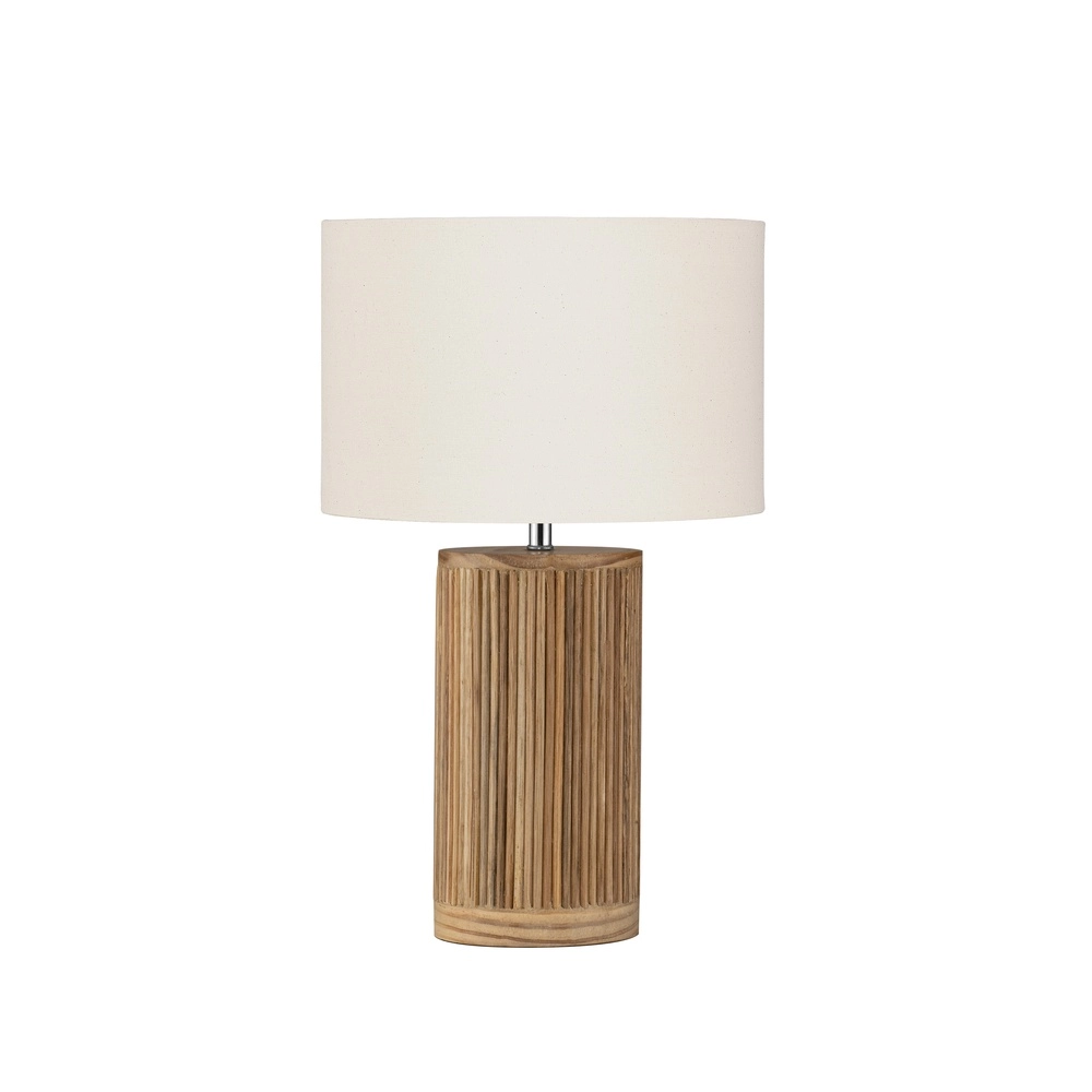 Schemerlamp Nau hout met witte kap Lyora 5212017468284