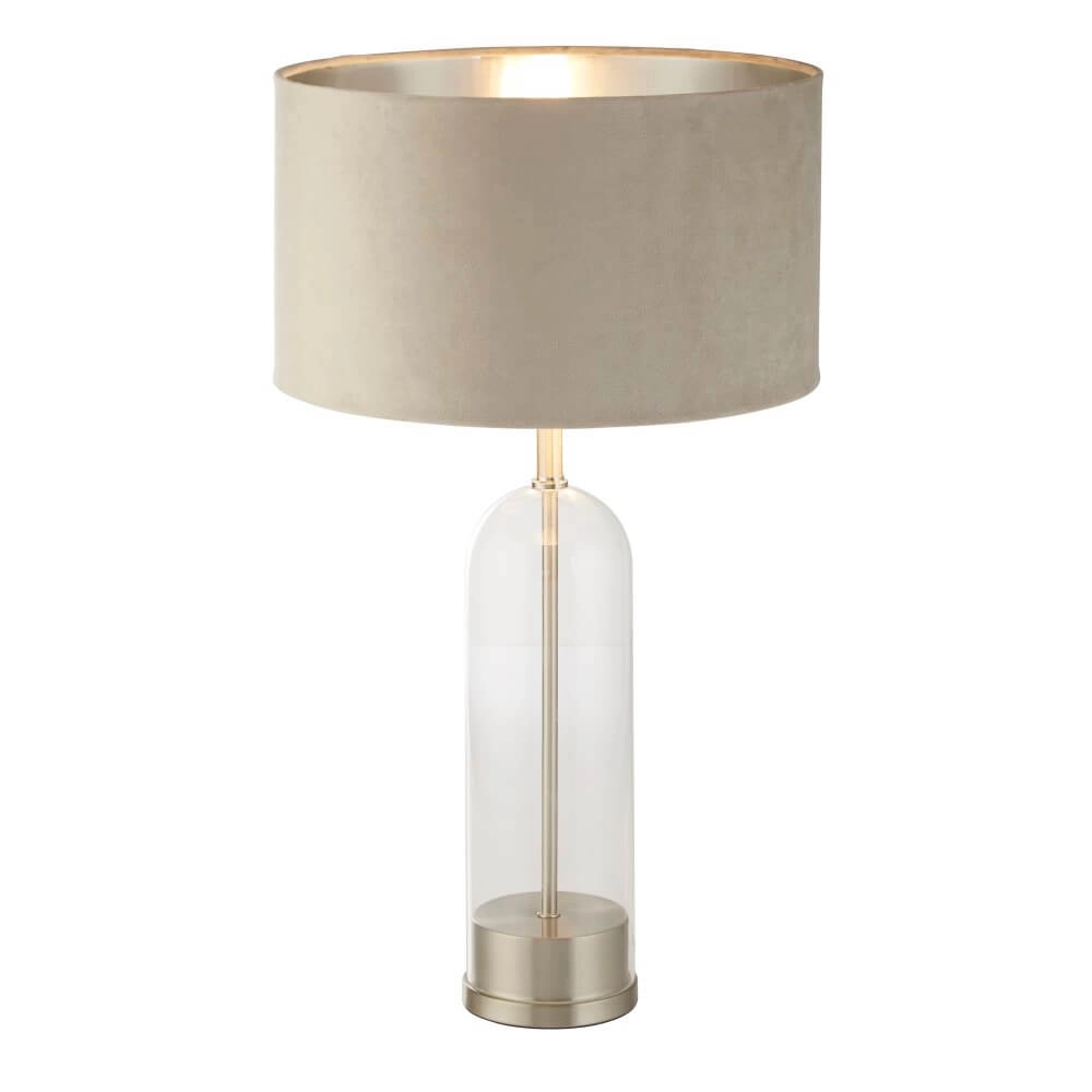 Unieke tafellamp Oxford met taupe kap Searchlight 5053423256924