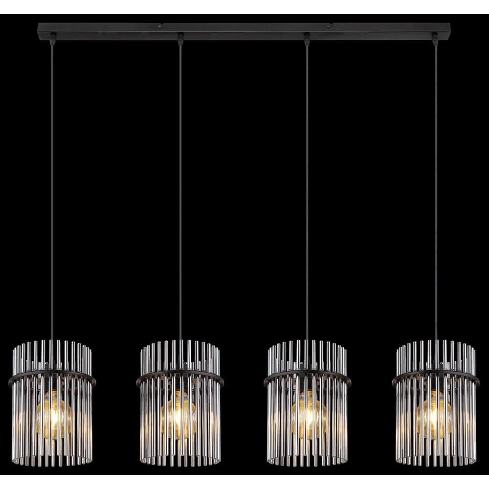 Zwarte hanglamp Gorley met smoke glas 4-lichts Globo 9007371448180