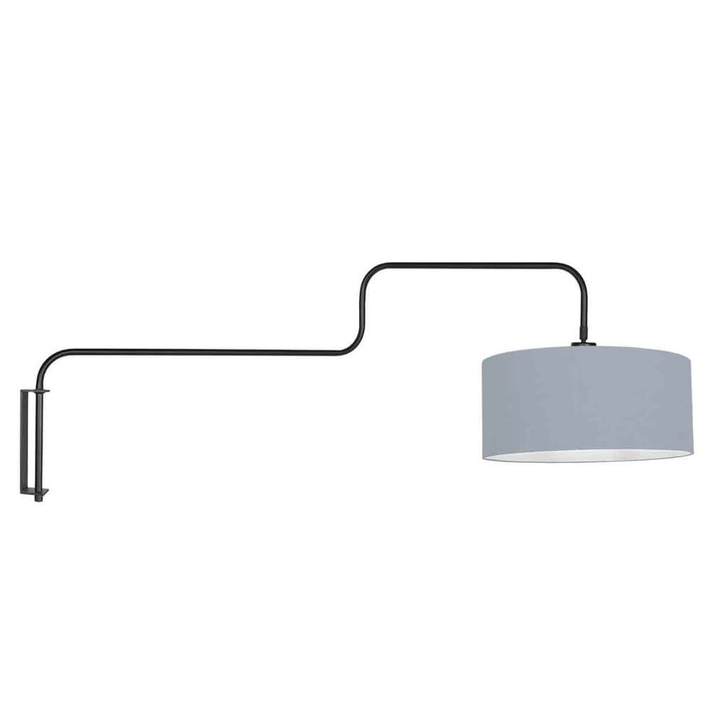 Wandlamp Bloeba zwart met lichtblauwe kap
