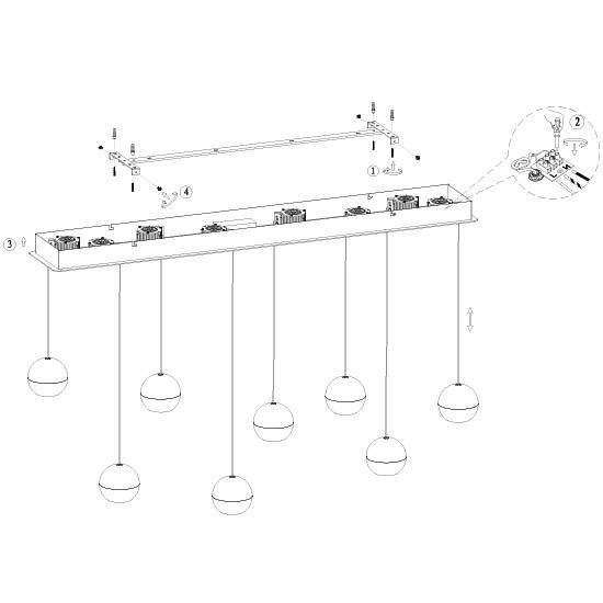Eettafel hanglamp 115cm Belluno 8-lichts led - messing Steinhauer 8712746184013