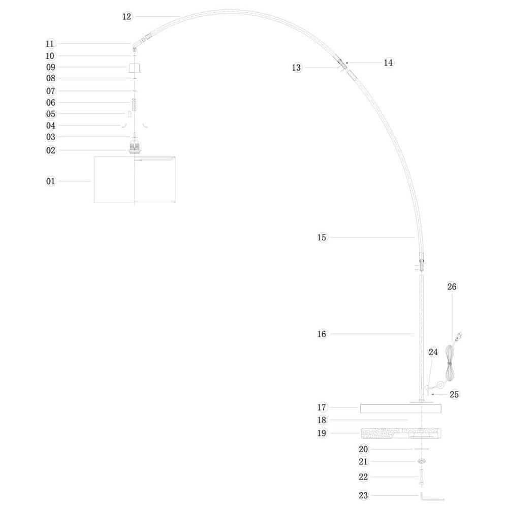 Booglamp Solva metaal met smoke glas Steinhauer 8712746174946