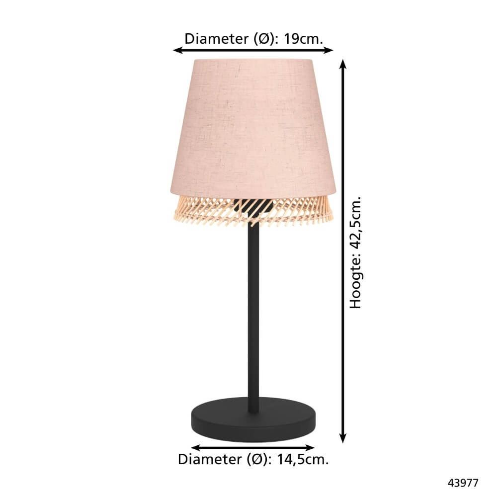 Tafellamp Tabley linnen met rotan Eglo 9002759439774