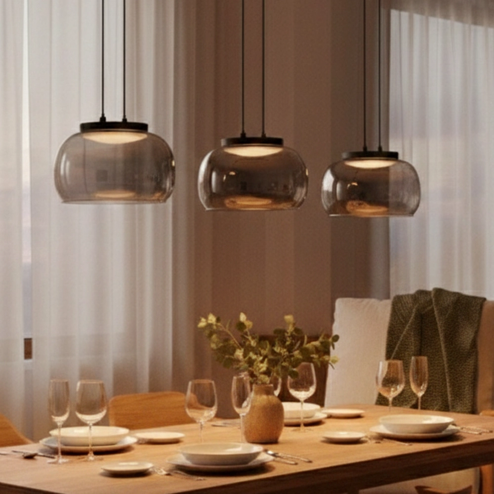 Moderne hanglamp Bios 3-lichts zwart