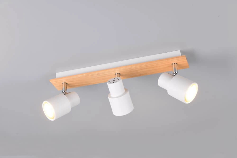 3-lichts plafondlamp Pierre wit met hout Trio 4017807638189