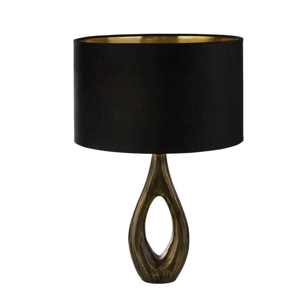 Gouden tafellamp Bucklow met zwarte kap