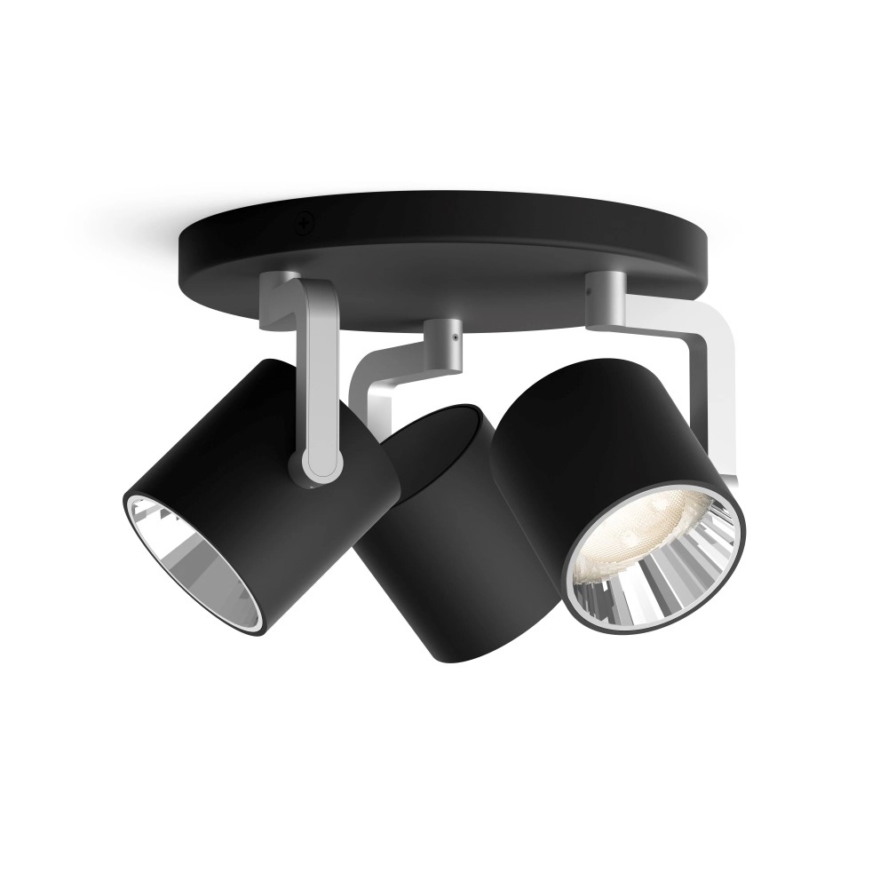 Strakke opbouwspot Byrl 3-lichts zwart Philips 8718696170212