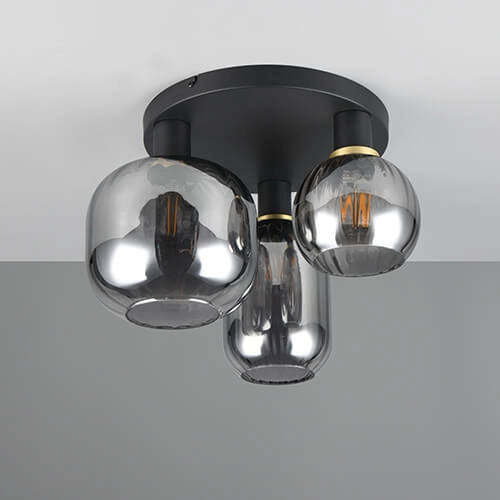 Trendy plafondlamp Diva met smoke glas Trio 4017807614602
