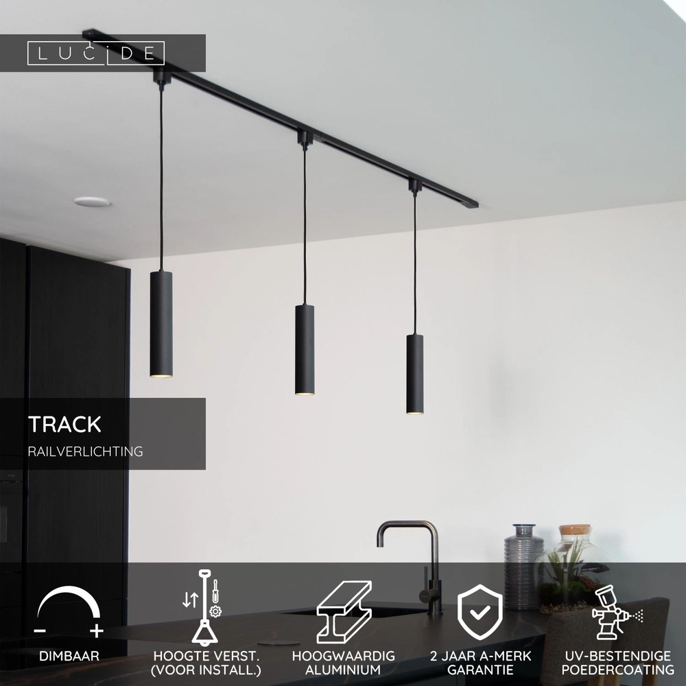 Rail hanglamp Track Floris 1-fase zwart Lucide 5411212093370
