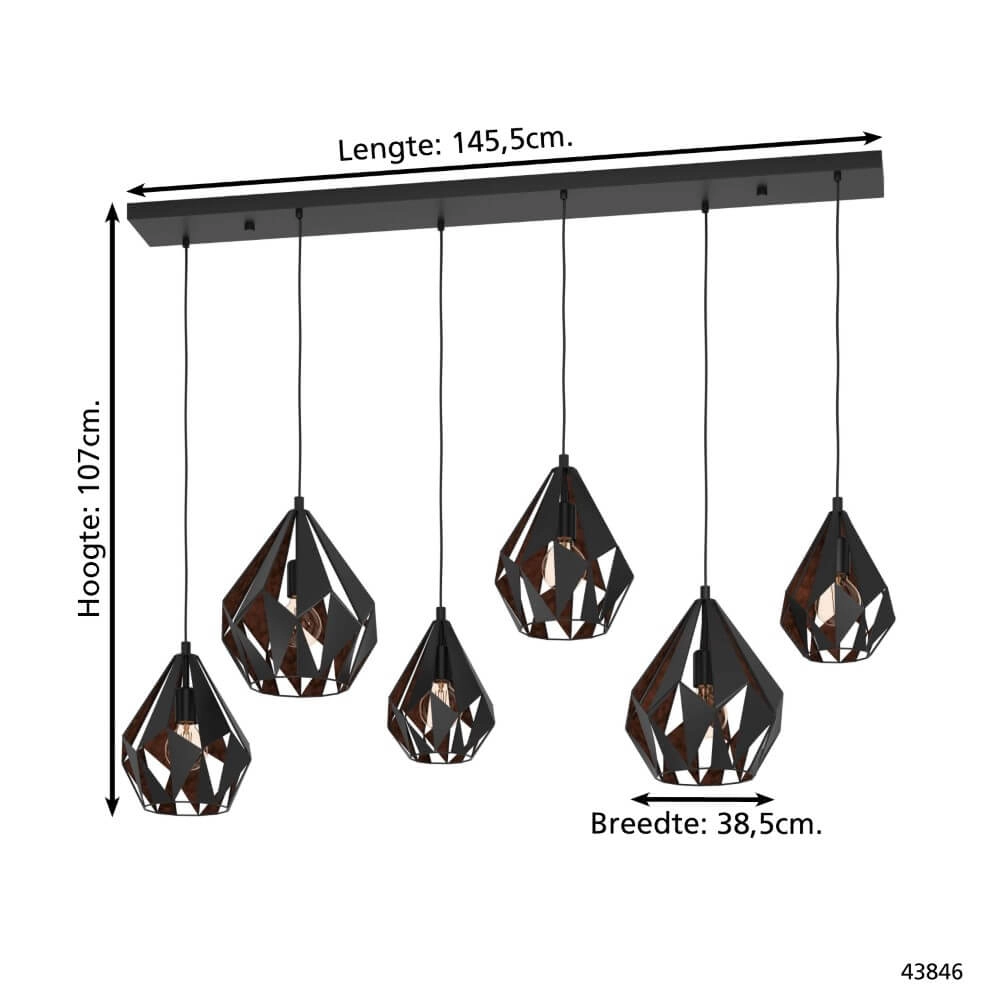 Eettafellamp hanglamp Carlton 1 Eglo 9002759438463