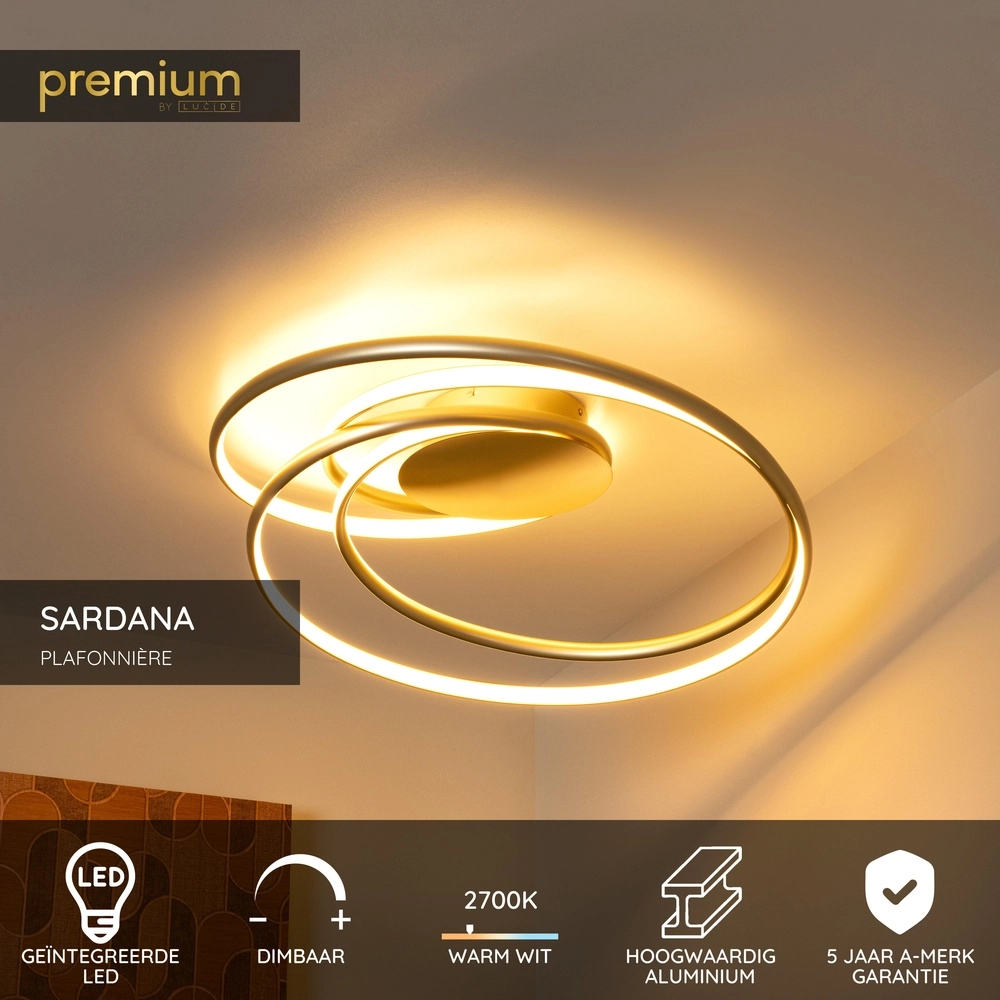 Design plafondlamp Sardana krul goud Premium by Lucide 5411212520906