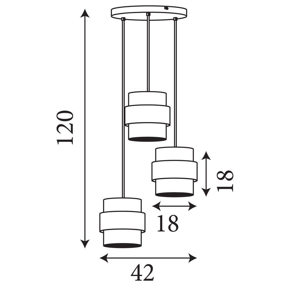 Hanglamp Royal 3-lichts zand bruin Searchlight 5053423296784
