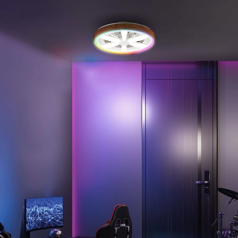 Hout-look plafondventilator Gaiano met RGB lamp Brilliant 4004353455728