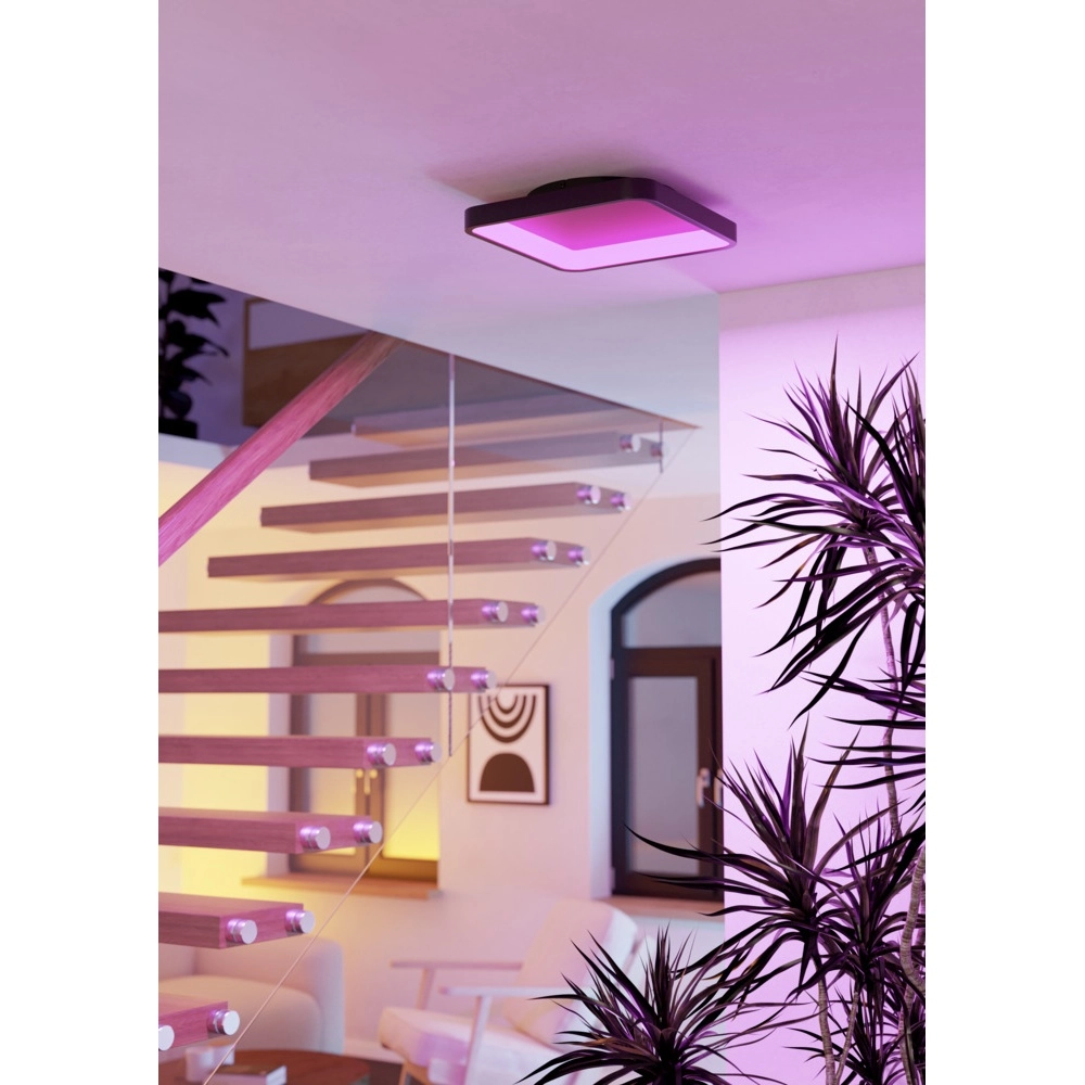 Vierkante plafondlamp Loretello-Z smart zwart Eglo 9008606358229