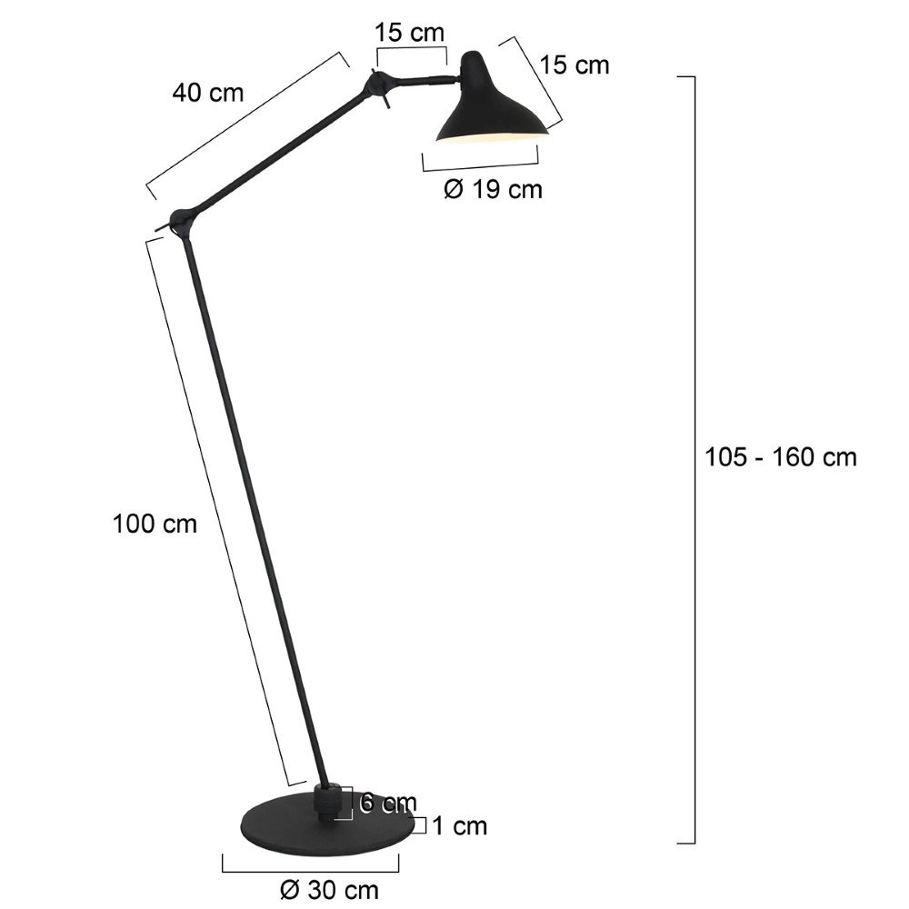 Zwarte leeslamp Kasket 105cm Steinhauer 8712746132779