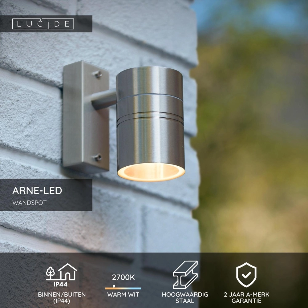 Wandspot Arne-Led down chroom Lucide 5411212143884