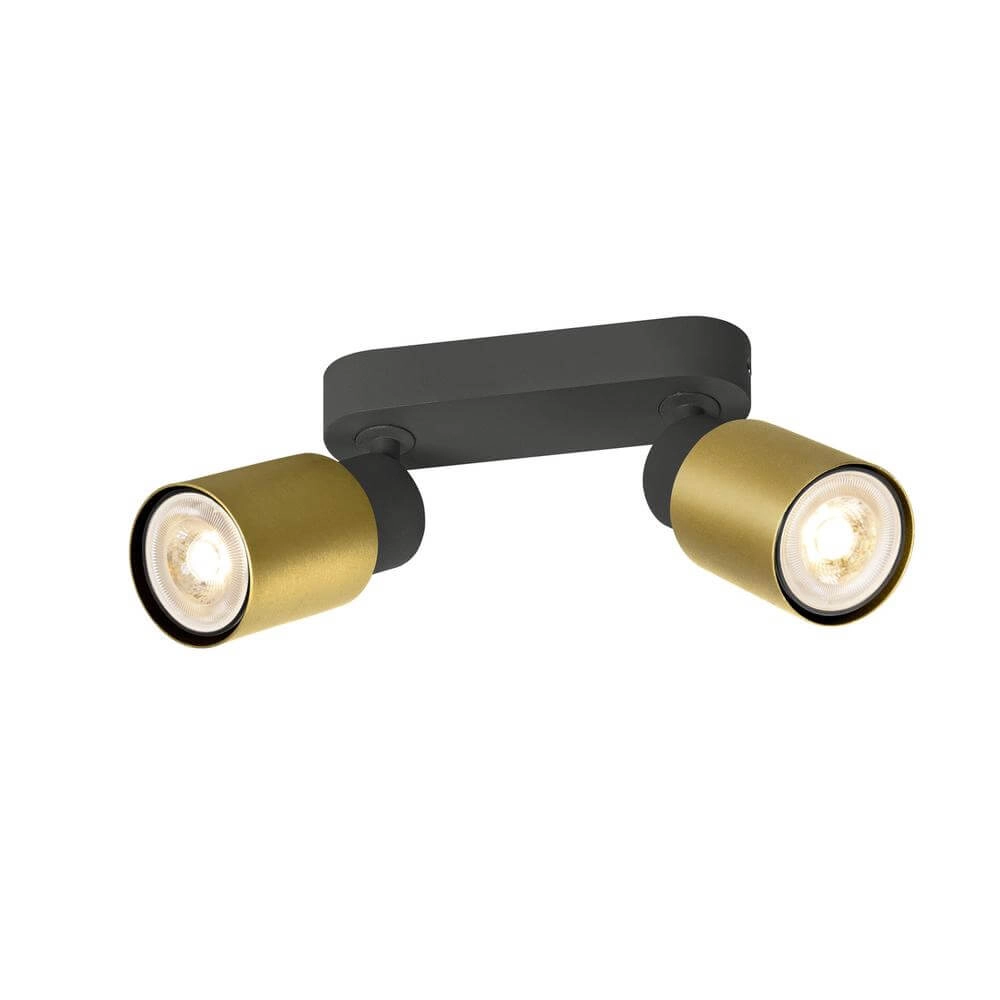 Dubbele spot Puri 2.0 Tube zwart-goud Dubbele spot Puri 2.0 Tube zwart-goud