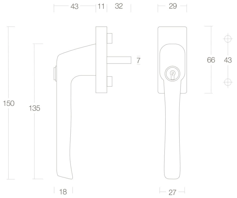 Afsluitbare raamkruk Ventra messing gelakt Intersteel 8714186053997