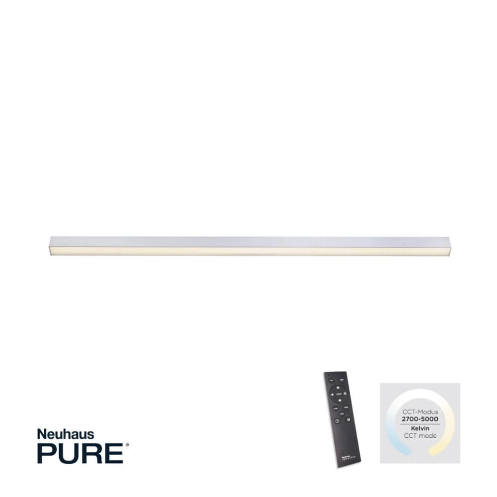 Strakke plafondlamp Pure Lines Straight aluminium Paul Neuhaus 4012248357897