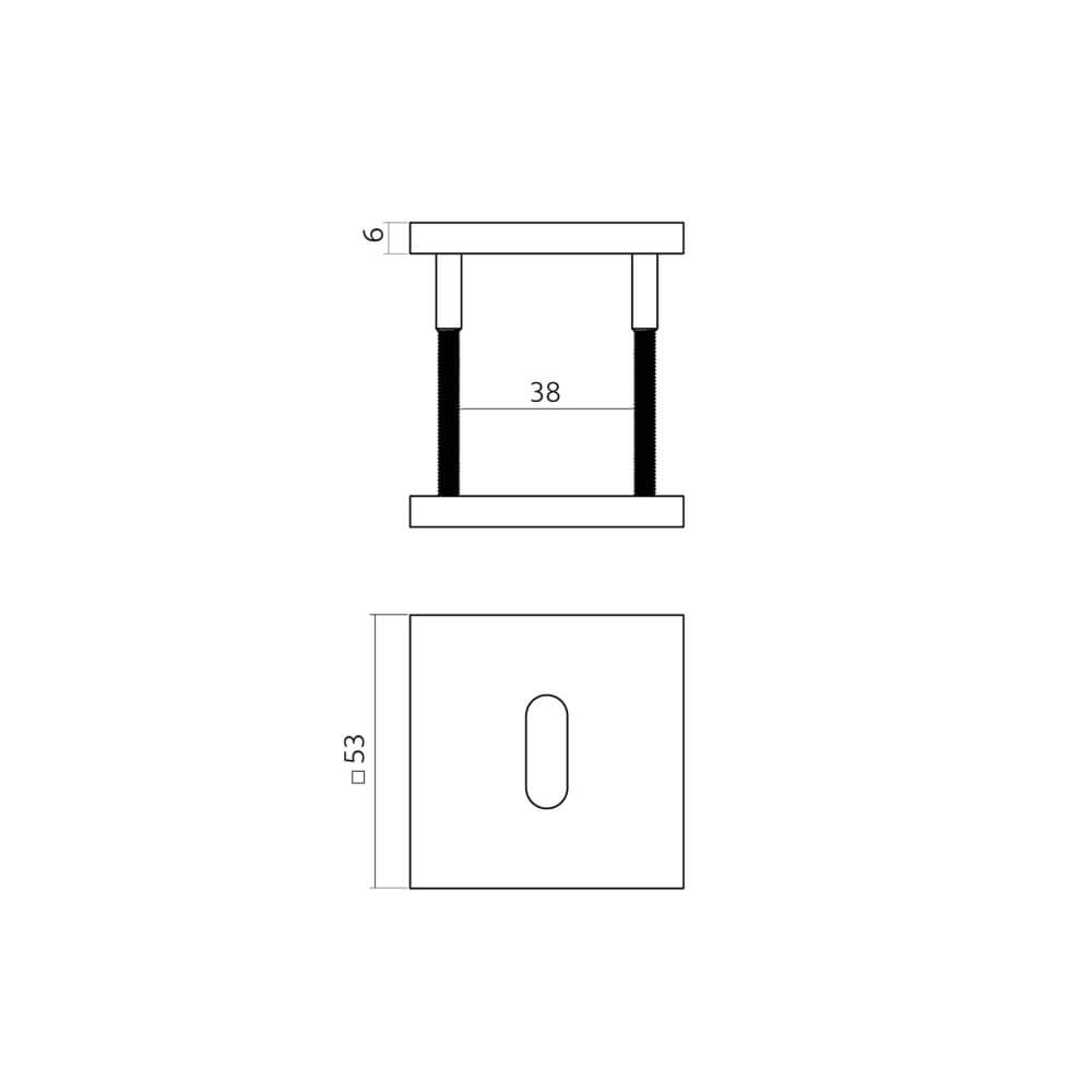 Set van 2 sleutelrozetten Tira vierkant zwart 53x53mm Intersteel 8714186695807
