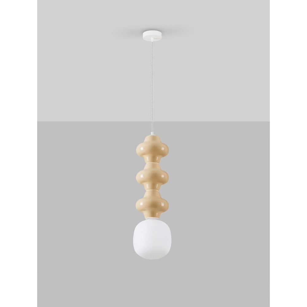 Hanglamp Clio L geel keramiek met wit glas Lyora 5212017461353