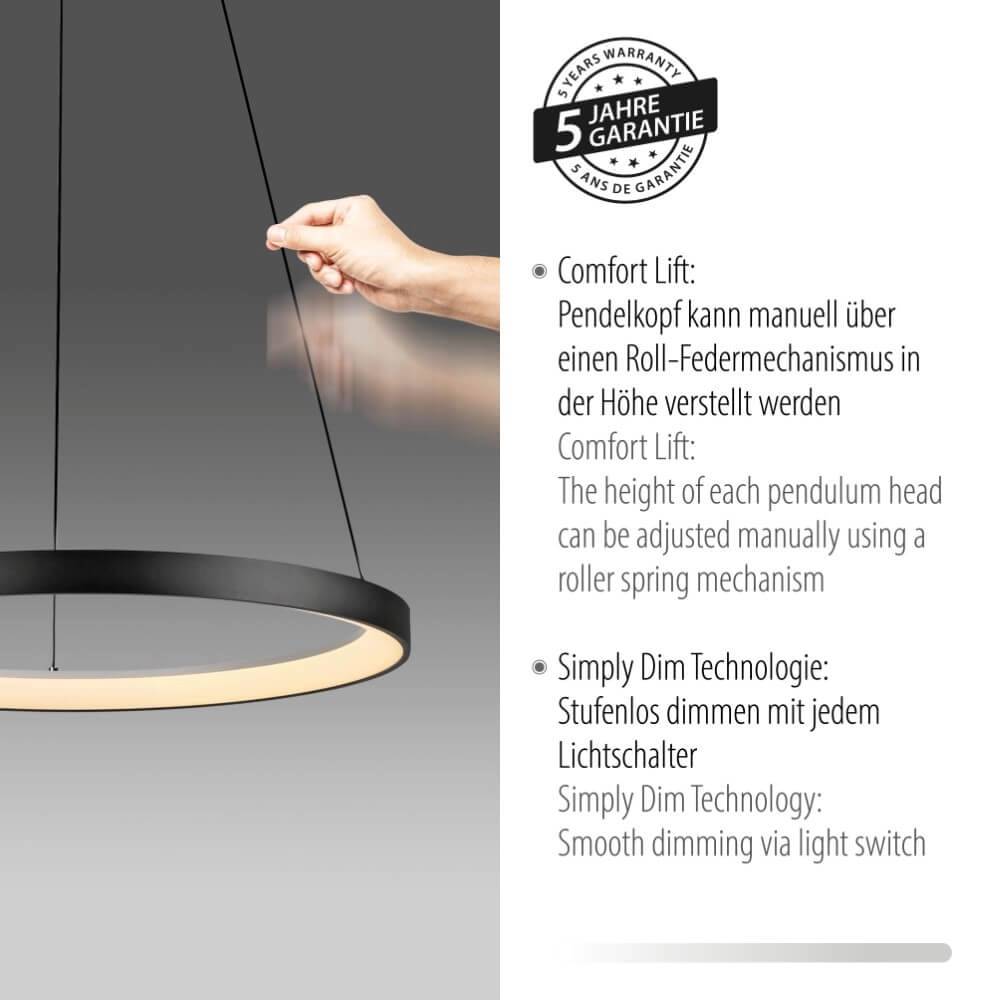 Ronde hanglamp Hoop zwart Paul Neuhaus 4012248384695