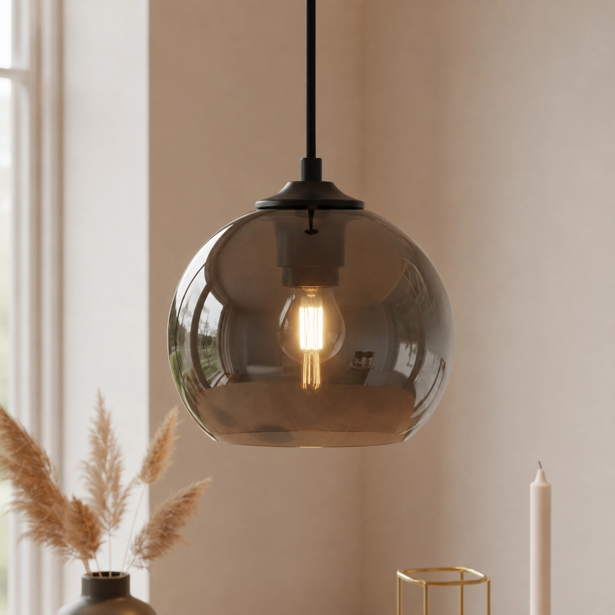 Hanglamp Marino grijs glas Ø20 cm